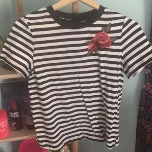 Striped top with rose